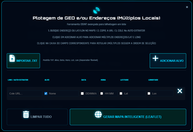 Modal de Plotagem de GEO e Endereços